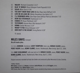 Miles Davis : Walkin' (CD, Album, Comp, RE, RM)