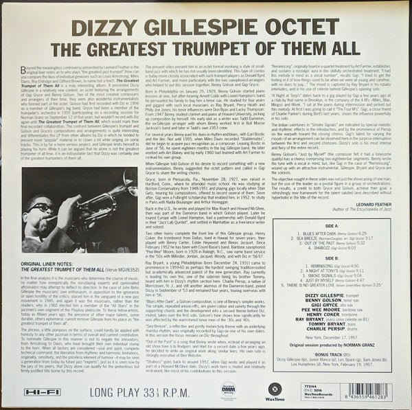The Dizzy Gillespie Octet : The Greatest Trumpet Of Them All (LP, RE)