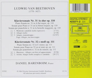 Ludwig van Beethoven ‒ Daniel Barenboim : Klaviersonaten • Piano Sonatas Op. 110 & Op. 111 (CD, Album, RE)