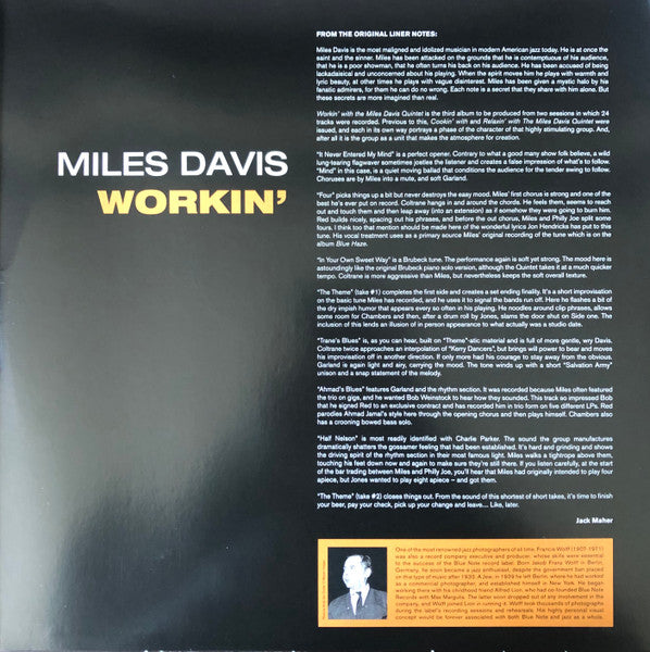 Miles Davis : Workin’ (LP, Album, RE, Unofficial, Gat)