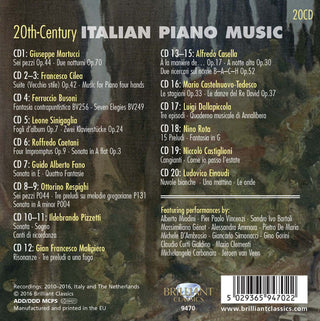 Various : 20th-Century Italian Piano Music (20xCD + Box, Comp)