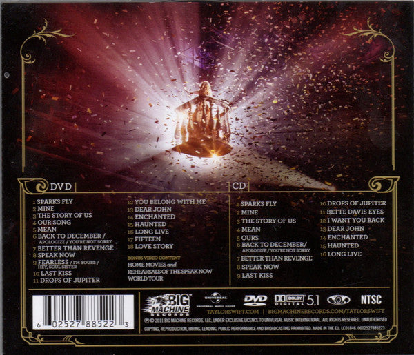 Taylor Swift : Speak Now World Tour Live (DVD-V, Multichannel, NTSC + CD, Album + RE)