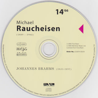 Michael Raucheisen, Johannes Brahms : Michael Raucheisen 13+14/66 (2xCD, Comp, Mono, RM)