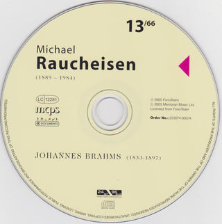 Michael Raucheisen, Johannes Brahms : Michael Raucheisen 13+14/66 (2xCD, Comp, Mono, RM)