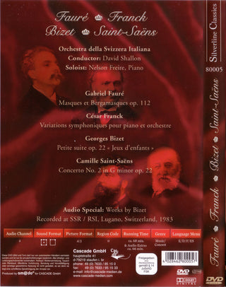 Gabriel Fauré, César Franck, Georges Bizet, Camille Saint-Saëns / Orchestra Della Radio Televisione Della Svizzera Italiana, David Shallon, Nelson Freire : Fauré: Masques Et Bergamasques Op. 112 / Franck: Variations Symphoniques Pour Piano Et Orchestre / Bizet: Petite Suite Op. 22 «Jeux D'enfants» / Saint-Saëns: Concerto No. 2 In G Minor Op. 22 (DVD-V, Multichannel, PAL)