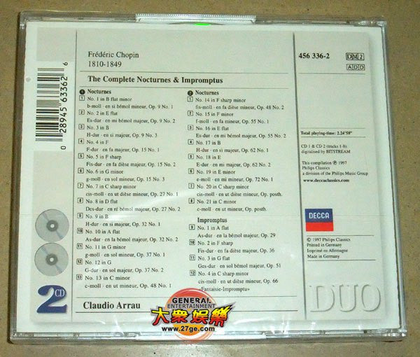 Chopin* - Claudio Arrau : Sämtliche Nocturnes & Impromptus (2xCD, Comp, RE, RM)