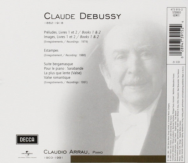Claude Debussy - Claudio Arrau : Arrau Heritage - Debussy (3xCD, Comp, RE, RM)
