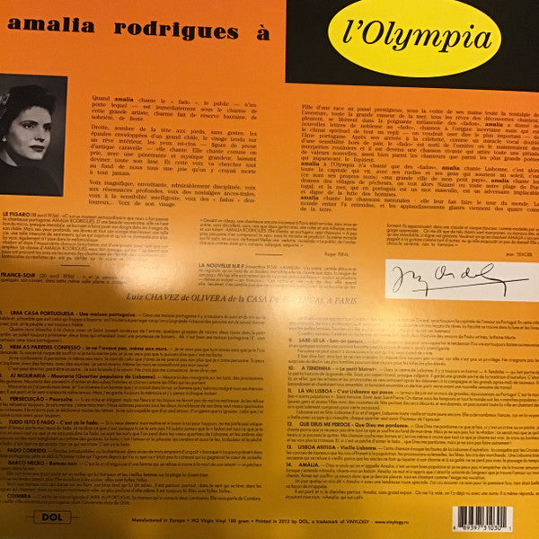 Amália Rodrigues : Amalia À L’Olympia (LP, Album, Dlx, Gat)