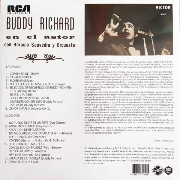 Buddy Richard : Buddy Richard En El Astor (LP, Album, Mono, Ltd, RE)
