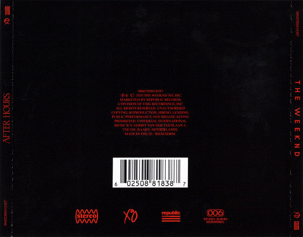 The Weeknd : After Hours (CD, Album)