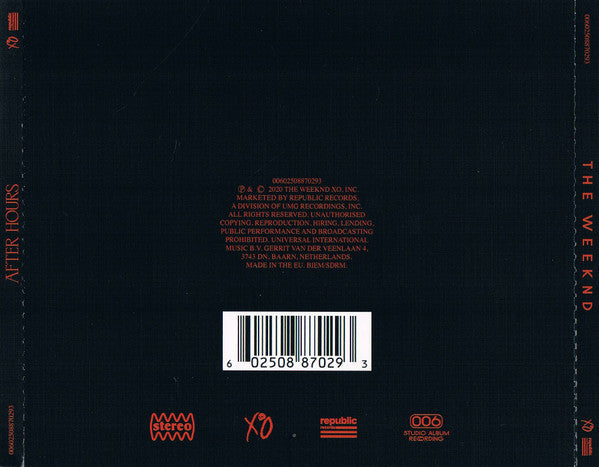 The Weeknd : After Hours (CD, Album, Ltd, Alt)