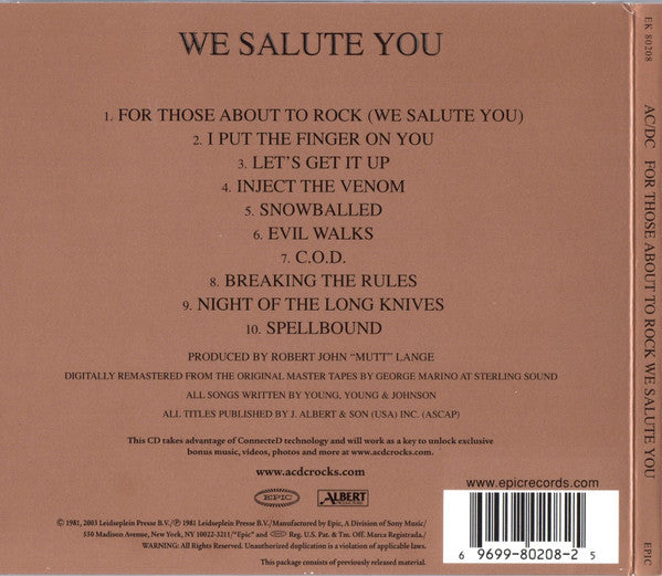 AC/DC : For Those About To Rock (We Salute You) (CD, Album, Enh, RE, RM, Dig)