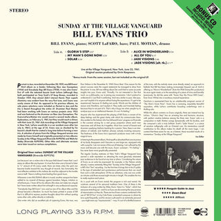 The Bill Evans Trio : Sunday At The Village Vanguard (LP, Album, RE + CD, Album, RE)