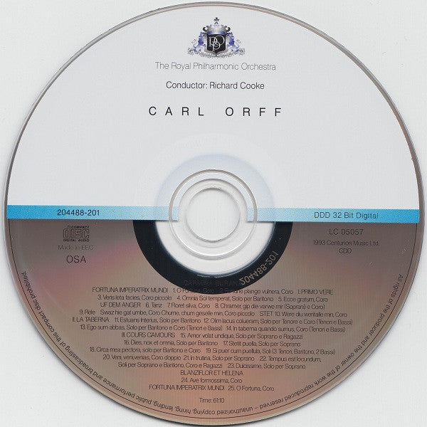 Carl Orff - Royal Philharmonic Orchestra, Richard Cooke : Carmina Burana (CD)
