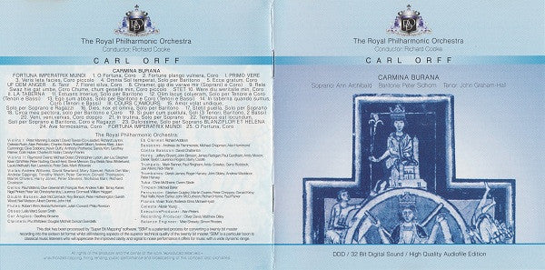 Carl Orff - Royal Philharmonic Orchestra, Richard Cooke : Carmina Burana (CD)
