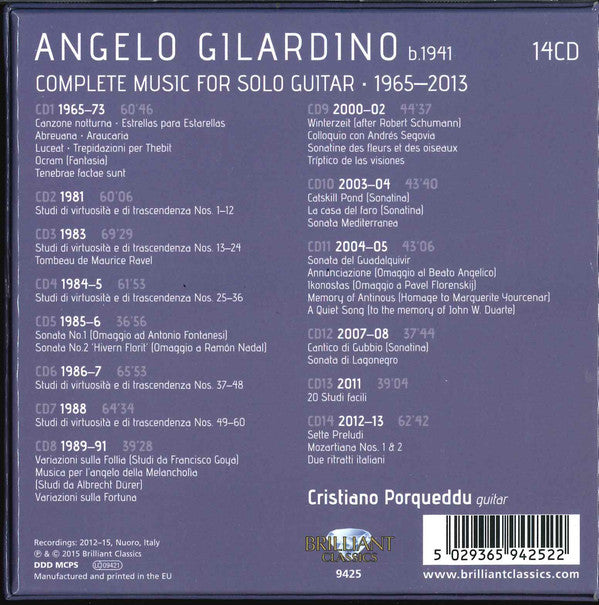 Angelo Gilardino - Cristiano Porqueddu : Complete Music For Solo Guitar · 1965–2013 (14xCD + Box)