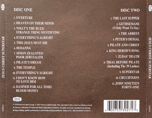 Various, Andrew Lloyd Webber & Tim Rice* : Jesus Christ Superstar (2xCD, Album, RE, RM, Son)