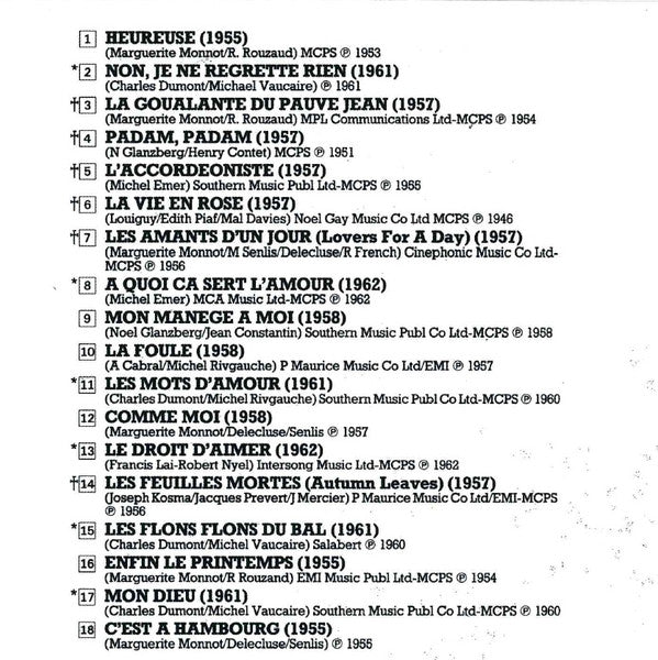 Edith Piaf : The Legendary Edith Piaf (CD, Comp)