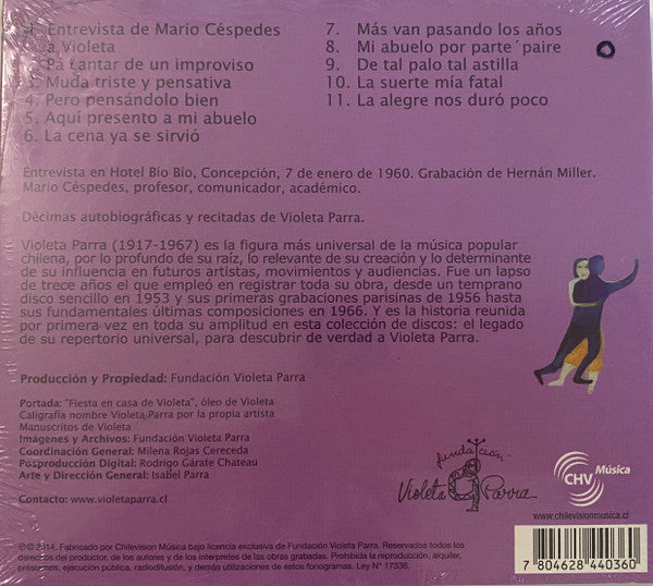 Violeta Parra : Decimas Autobiograficas (CD, Album, RE)