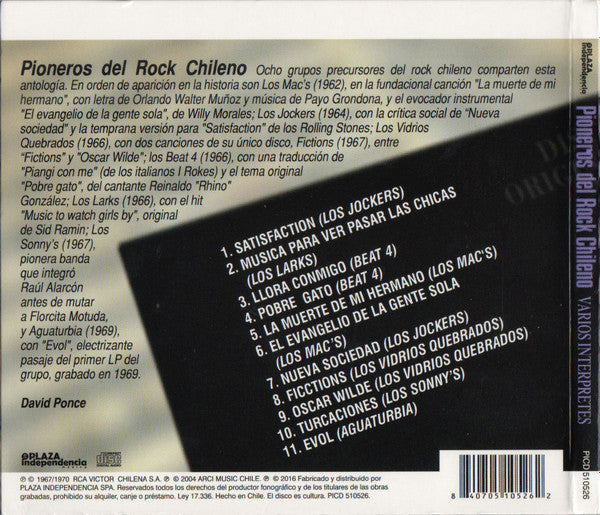 Various : Pioneros del Rock Chileno (CD, Comp, RE)