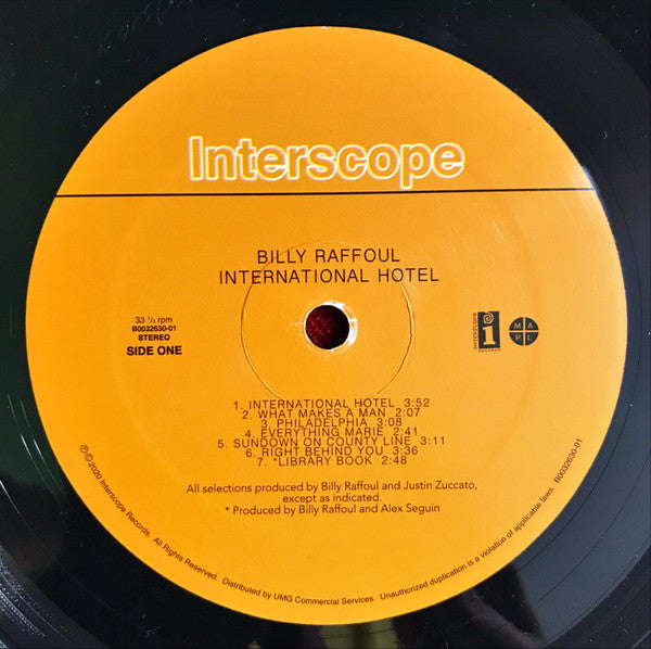 Billy Raffoul : International Hotel (LP, Album)