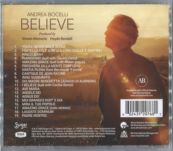 Andrea Bocelli : Believe (CD, Album, Tar)