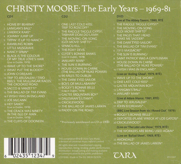 Christy Moore : The Early Years 1969-81 (2xCD, Comp, Ltd, RM + DVD)