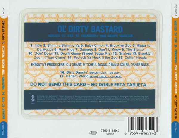 Ol' Dirty Bastard : Return To The 36 Chambers: The Dirty Version (CD, Album, RE, Arv)