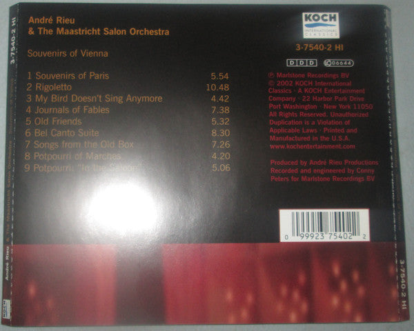 André Rieu, Maastrichts Salon Orkest : Souvenirs Of Vienna (CD, Comp)
