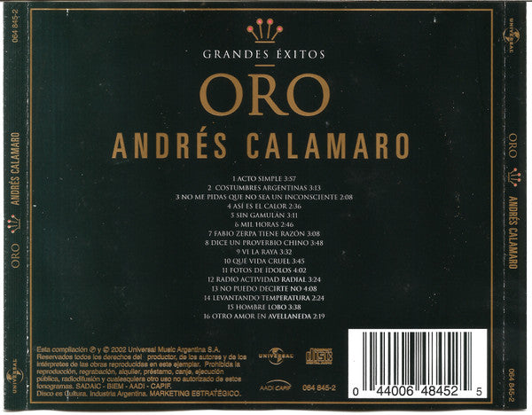 Andrés Calamaro : Oro, Grandes Exitos (CD, Comp)