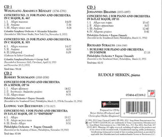 Rudolf Serkin, Wolfgang Amadeus Mozart, Ludwig van Beethoven, Robert Schumann, Johannes Brahms, Richard Strauss : The Legendary Concerto Recordings 1950-1956 (3xCD, Comp, Mono, Club, RE)