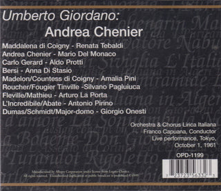 Umberto Giordano, Renata Tebaldi, Mario del Monaco : Andrea Chenier (2xCD)