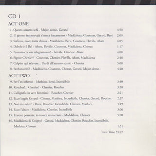 Umberto Giordano, Renata Tebaldi, Mario del Monaco : Andrea Chenier (2xCD)