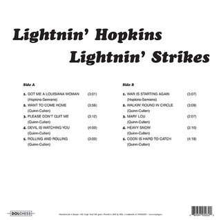 Lightnin' Hopkins : Lightnin' Strikes  (LP)