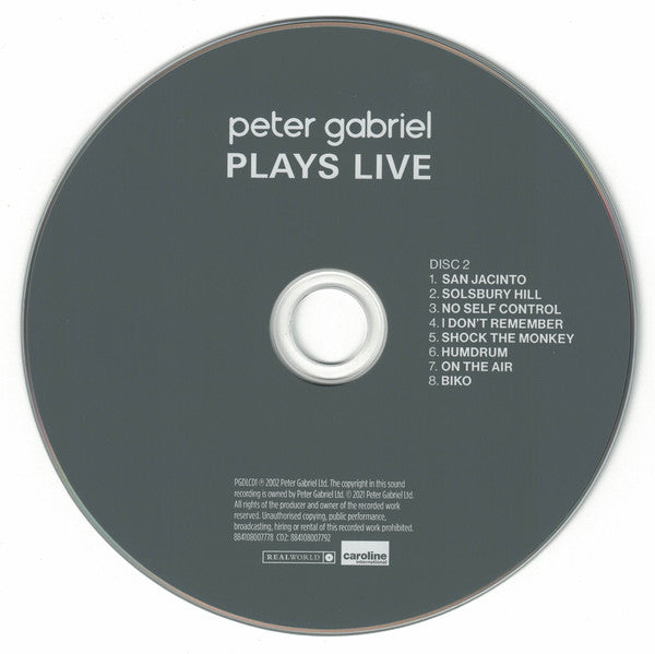 Peter Gabriel : Plays Live (2xCD, Album, RE, RM)