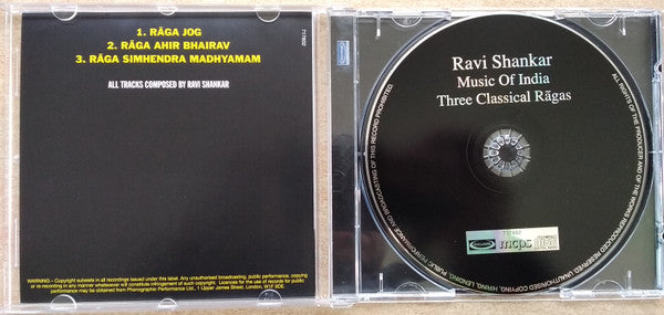 Ravi Shankar : Music Of India Three Classical Ragas (CD, Album, RE)