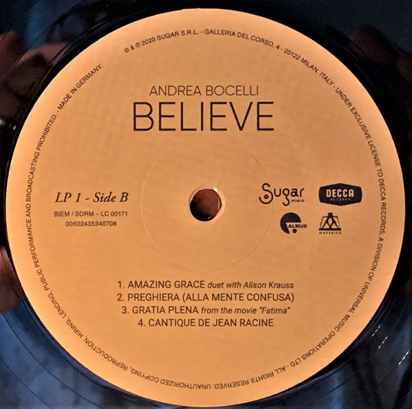 Andrea Bocelli : Believe (2xLP, Album, Dlx)