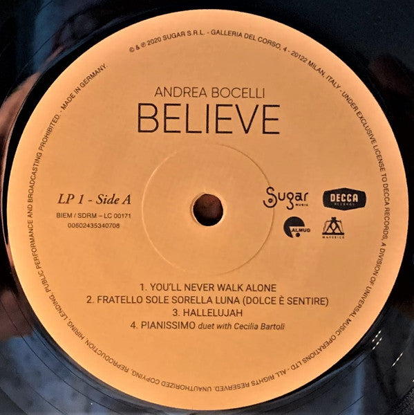 Andrea Bocelli : Believe (2xLP, Album, Dlx)