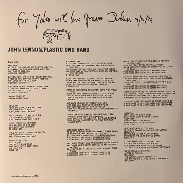 John Lennon / The Plastic Ono Band : John Lennon / Plastic Ono Band (LP, Album, RE + LP)