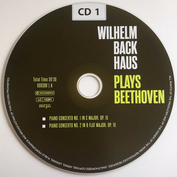 Wilhelm Backhaus Plays Ludwig van Beethoven : Sonatas & Variations & The Complete Concertos (10xCD, Comp, Mono + Box, Cla)