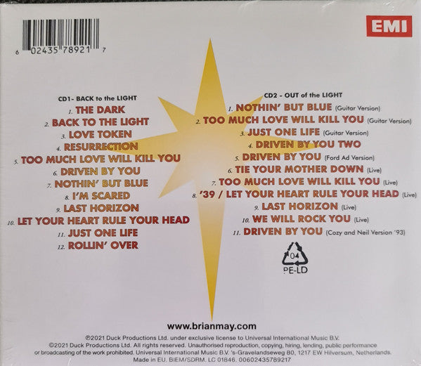 Brian May : Back To The Light (CD, Album, RE, RM + CD, Comp, RM)