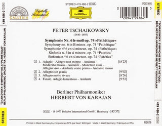Pyotr Ilyich Tchaikovsky - Berliner Philharmoniker, Herbert von Karajan : Symphonie No. 6 »Pathétique« (CD, RM)