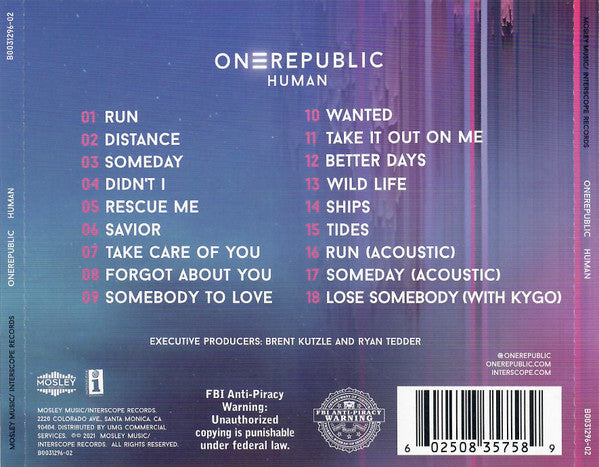 OneRepublic : Human (CD, Album, Tar)