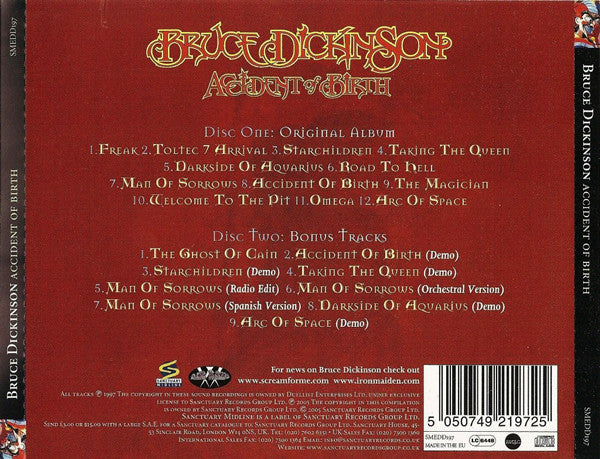 Bruce Dickinson : Accident Of Birth (2xCD, Album, RE, RM)