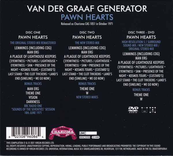Van Der Graaf Generator : Pawn Hearts (CD, Album, RE, RM + CD, Album, RE, RM, New + DVD-V)