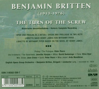 Benjamin Britten, The English Opera Group : The Turn Of The Screw (2xCD, Album, RE, RM)
