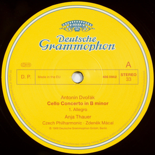 Anja Thauer, Antonín Dvořák, The Czech Philharmonic Orchestra, Zdeněk Mácal : Cello Concerto (LP, RE)