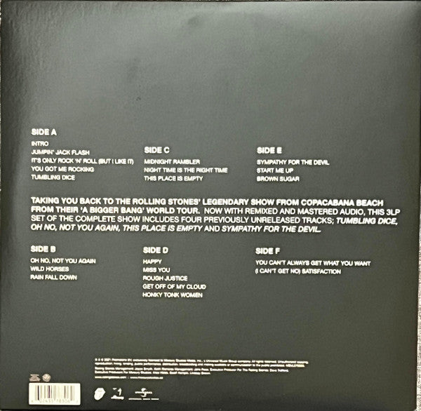 The Rolling Stones : A Bigger Bang - Live On Copacabana Beach (LP, Gre + LP, Yel + LP, Blu + Album, Ltd)