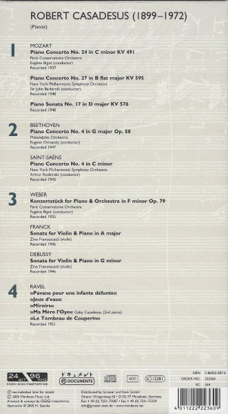 Robert Casadesus, Wolfgang Amadeus Mozart, Ludwig van Beethoven, Camille Saint-Saëns, Carl Maria von Weber, César Franck, Claude Debussy, Maurice Ravel : Casadesus (4xCD, Comp)