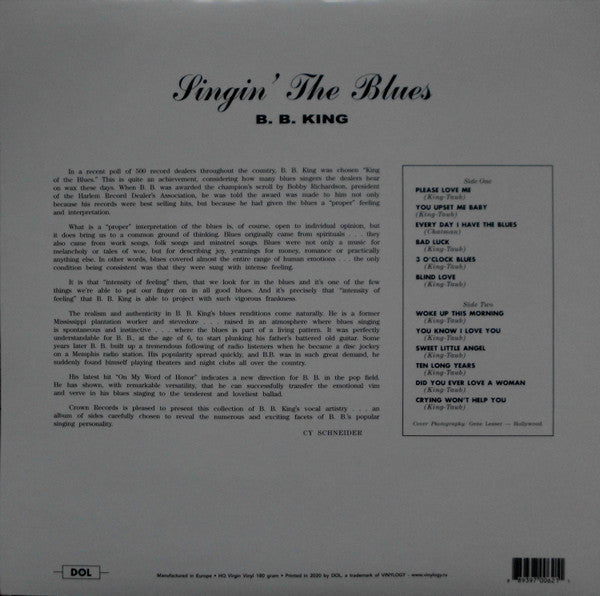 B.B. King : Singin' The Blues (LP, Album, Red)